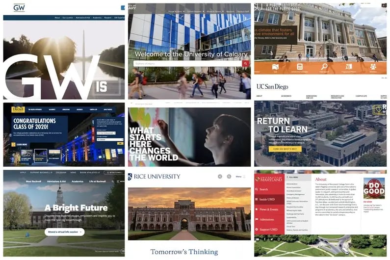 Website Header Examples on University Sites